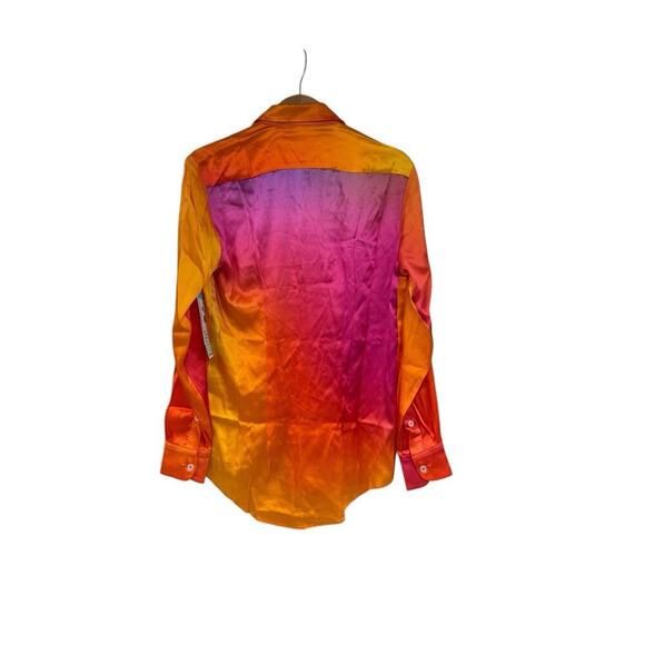 BRUCE GLENN PRISM SUNRISE SILK BUTTON UP SHIRT WOMENS XS NEW - Picture 6 of 12